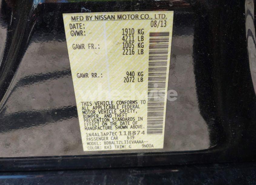 Photo 9 of 2014 Nissan Altima 2.5 SV (VIN 1N4AL3AP7EC118874)