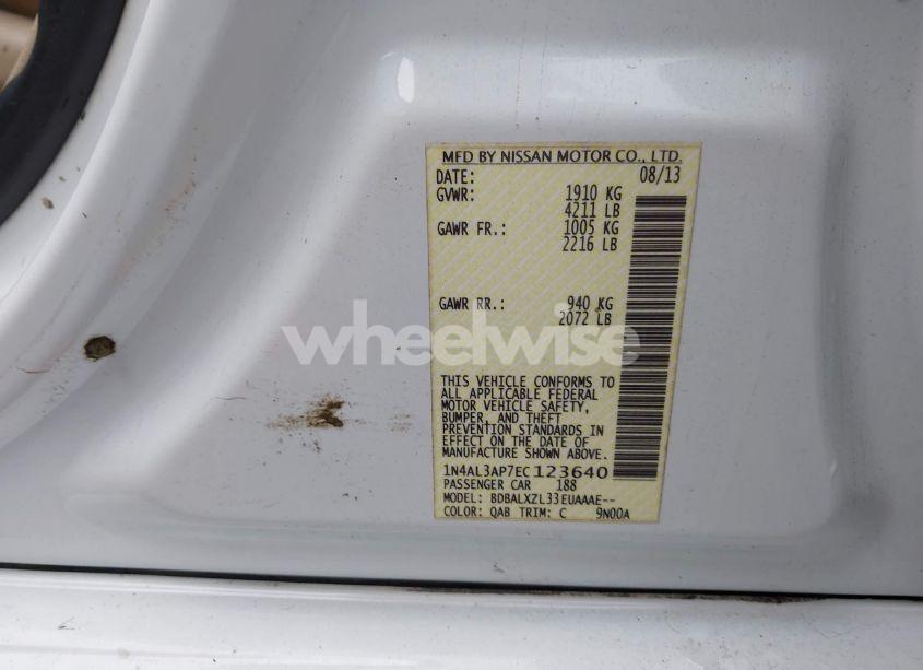 Photo 9 of 2014 Nissan Altima 2.5 SL (VIN 1N4AL3AP7EC123640)