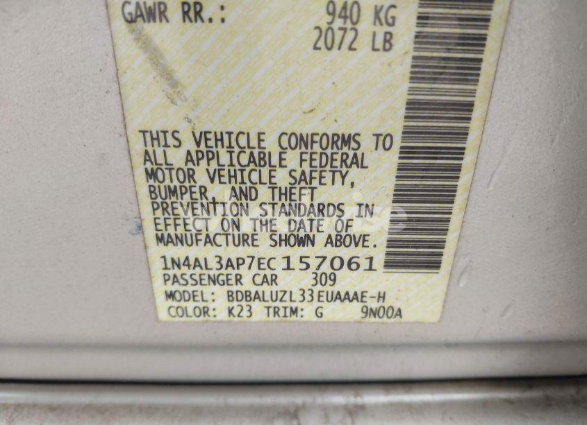 Photo 9 of 2014 Nissan Altima 2.5 SV (VIN 1N4AL3AP7EC157061)