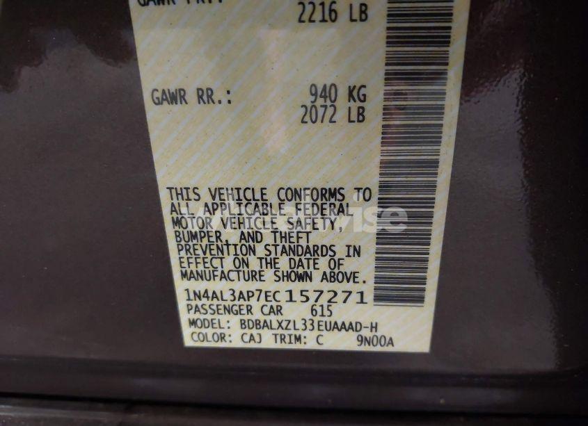 Photo 9 of 2014 Nissan Altima 2.5 SL (VIN 1N4AL3AP7EC157271)