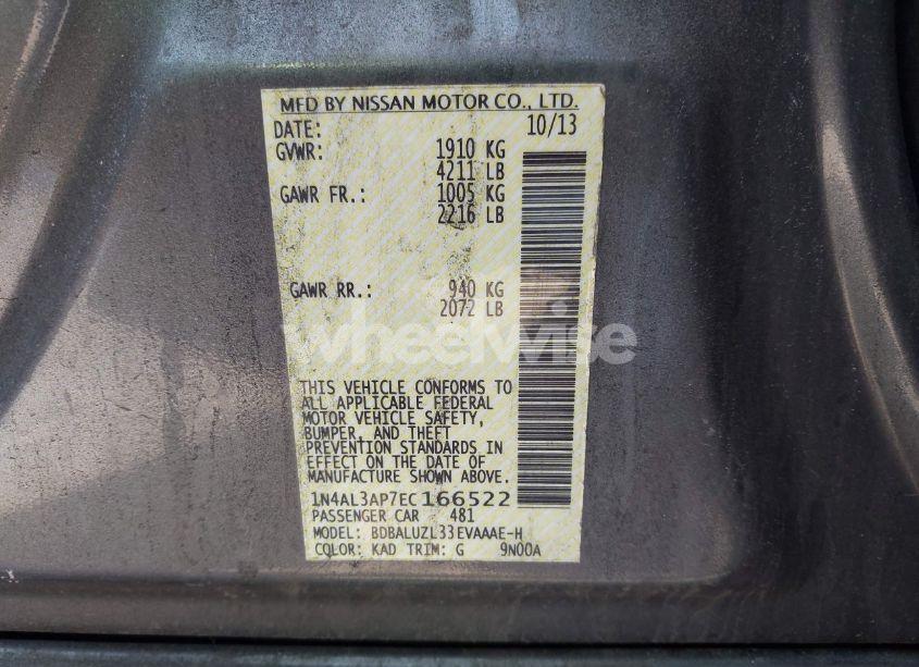 Photo 9 of 2014 Nissan Altima 2.5 SV (VIN 1N4AL3AP7EC166522)