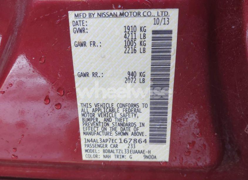 Photo 9 of 2014 Nissan Altima 2.5 SV (VIN 1N4AL3AP7EC167864)