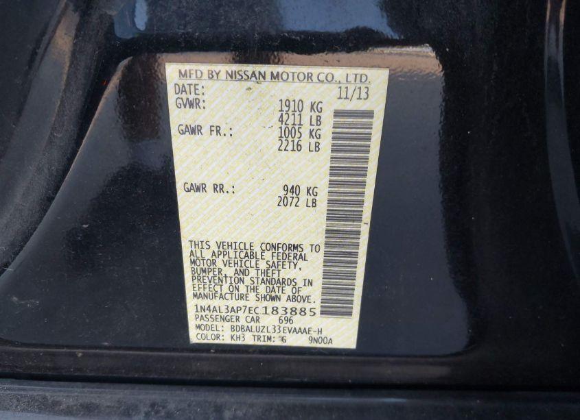 Photo 9 of 2014 Nissan Altima 2.5 SV (VIN 1N4AL3AP7EC183885)