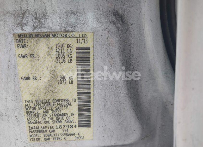 Photo 9 of 2014 Nissan Altima 2.5 SL (VIN 1N4AL3AP7EC187984)