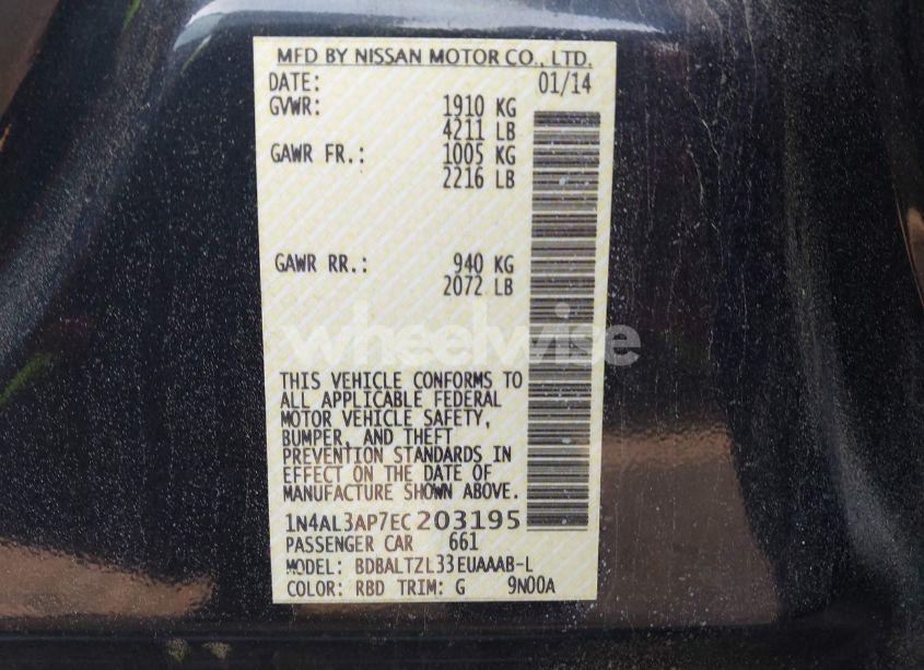 Photo 9 of 2014 Nissan Altima 2.5 SV (VIN 1N4AL3AP7EC203195)