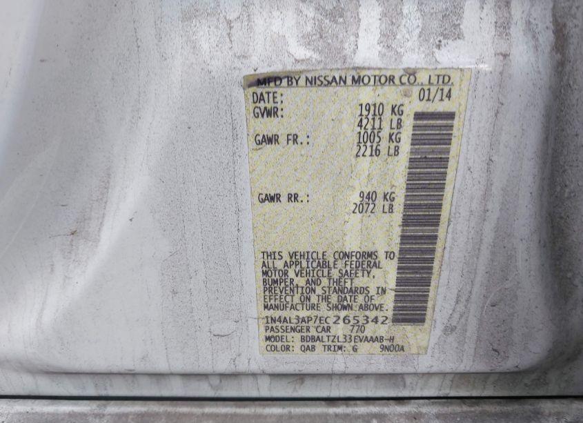 Photo 9 of 2014 Nissan Altima 2.5 SV (VIN 1N4AL3AP7EC265342)