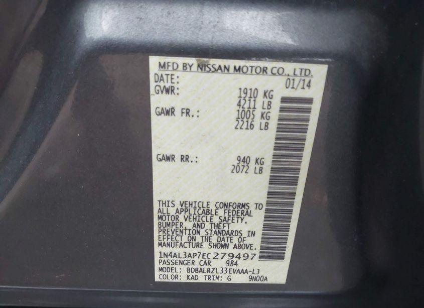 Photo 9 of 2014 Nissan Altima 2.5 S (VIN 1N4AL3AP7EC279497)