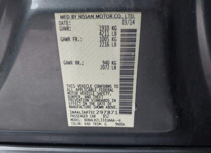 Photo 9 of 2014 Nissan Altima 2.5 S (VIN 1N4AL3AP7EC297871)