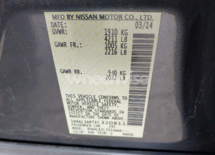 Photo 9 of 2014 Nissan Altima 2.5/2.5 S/2.5 SL/2.5 SV (VIN 1N4AL3AP7EC320811)