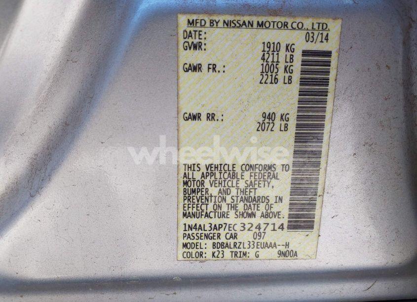 Photo 9 of 2014 Nissan Altima 2.5 S (VIN 1N4AL3AP7EC324714)