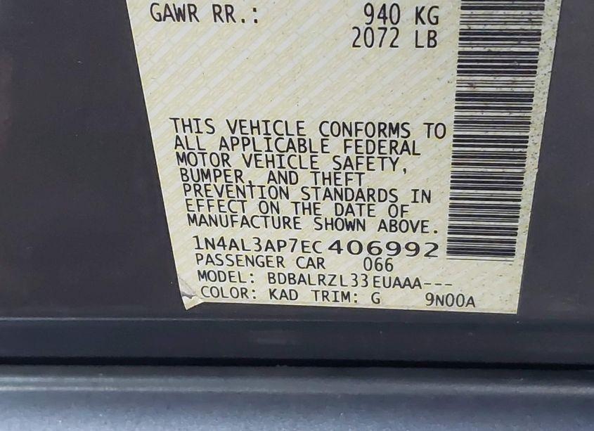 Photo 9 of 2014 Nissan Altima 2.5/2.5 S/2.5 SL/2.5 SV (VIN 1N4AL3AP7EC406992)