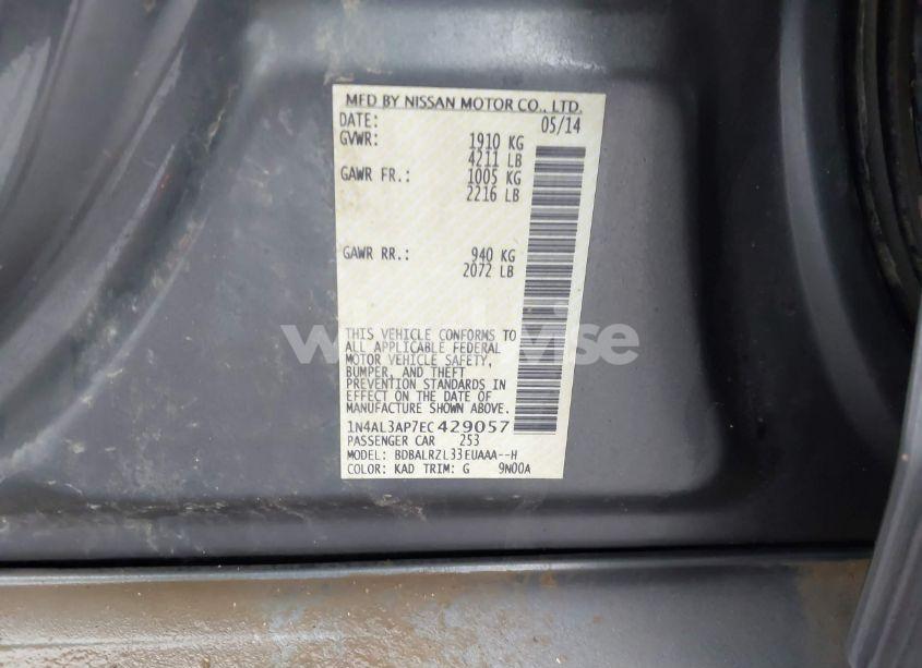 Photo 9 of 2014 Nissan Altima 2.5 S (VIN 1N4AL3AP7EC429057)