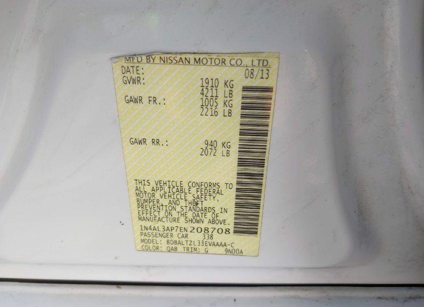 Photo 9 of 2014 Nissan Altima 2.5 SV (VIN 1N4AL3AP7EN208708)