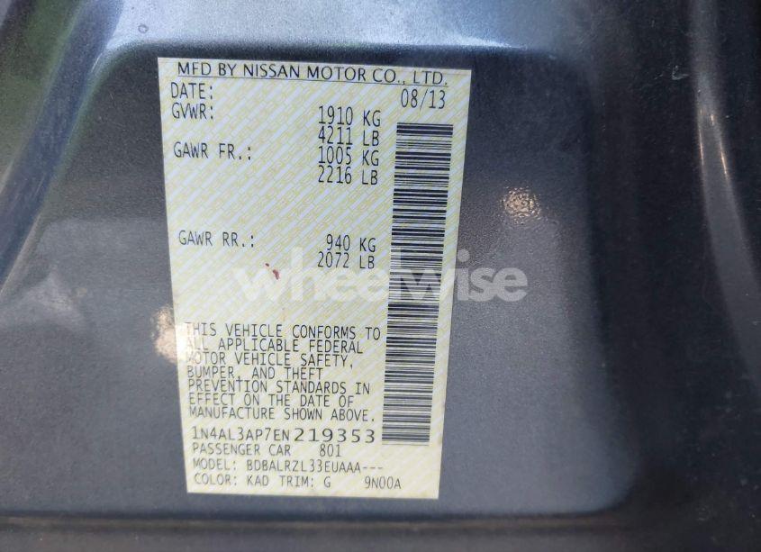 Photo 9 of 2014 Nissan Altima 2.5 S (VIN 1N4AL3AP7EN219353)