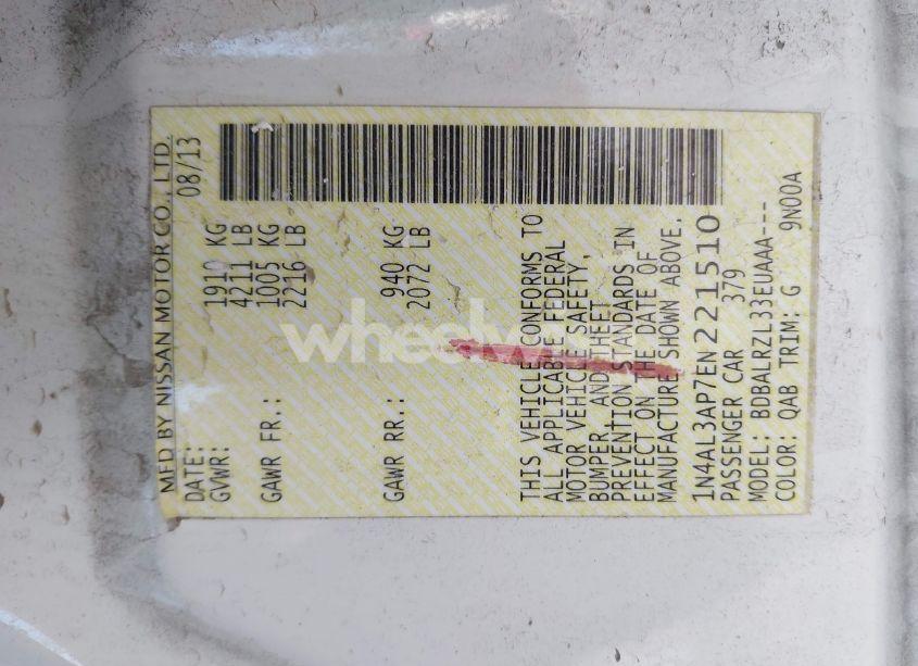 Photo 9 of 2014 Nissan Altima 2.5 S (VIN 1N4AL3AP7EN221510)