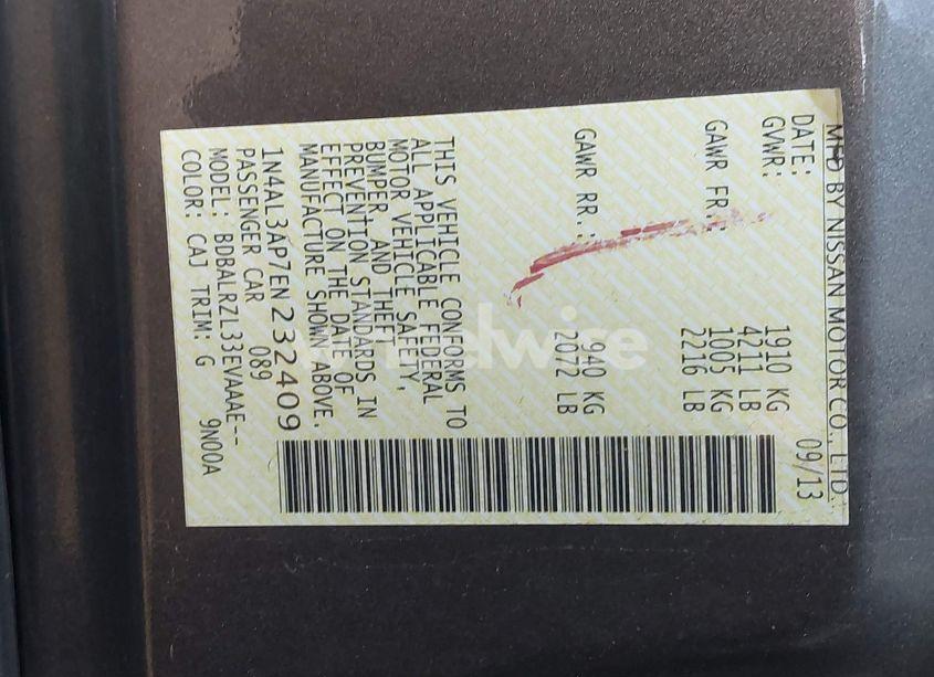 Photo 9 of 2014 Nissan Altima 2.5 S (VIN 1N4AL3AP7EN232409)