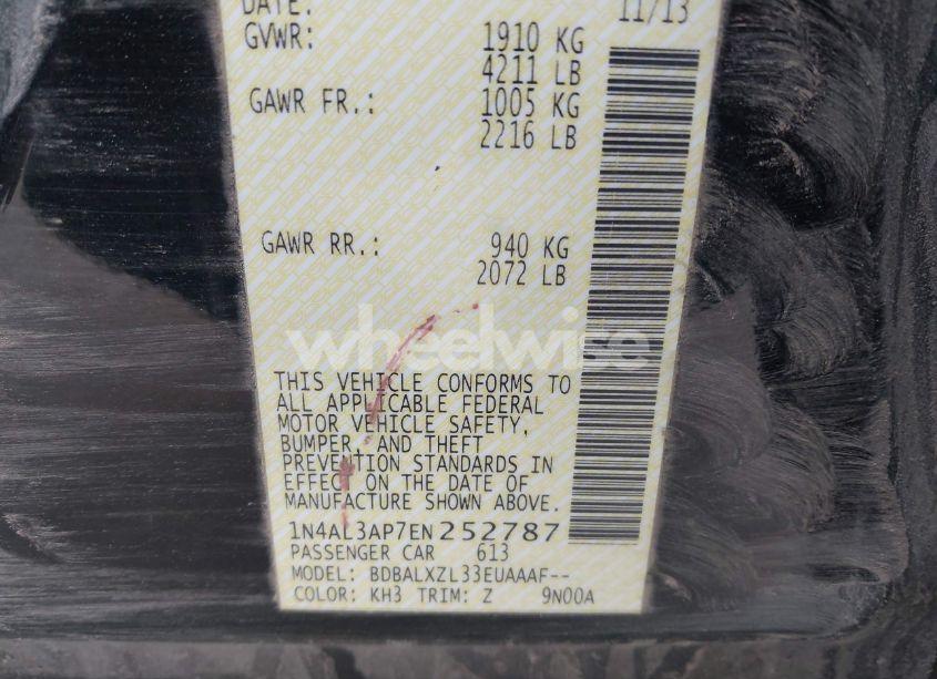 Photo 9 of 2014 Nissan Altima 2.5 SL (VIN 1N4AL3AP7EN252787)