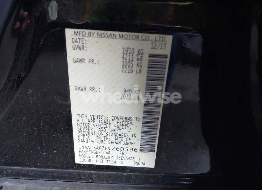 Photo 9 of 2014 Nissan Altima 2.5 S (VIN 1N4AL3AP7EN260596)