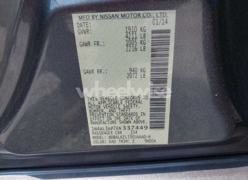 Photo 9 of 2014 Nissan Altima 2.5/2.5 S/2.5 SL/2.5 SV (VIN 1N4AL3AP7EN337449)