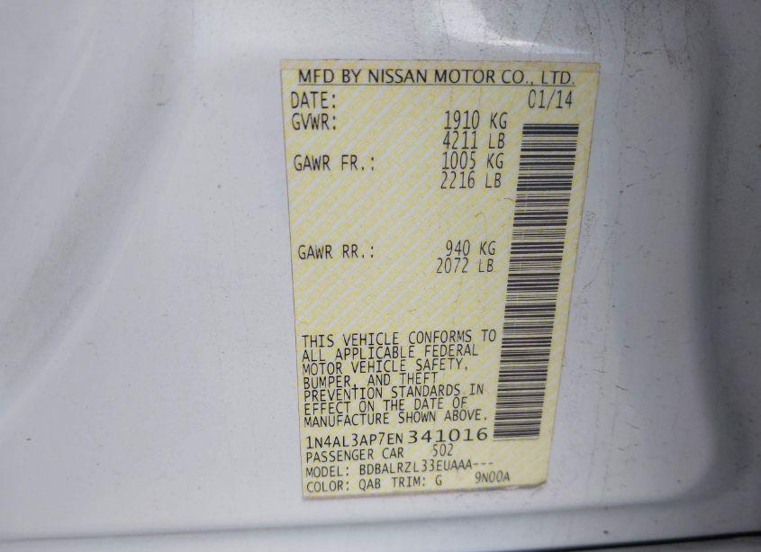 Photo 9 of 2014 Nissan Altima 2.5 S (VIN 1N4AL3AP7EN341016)