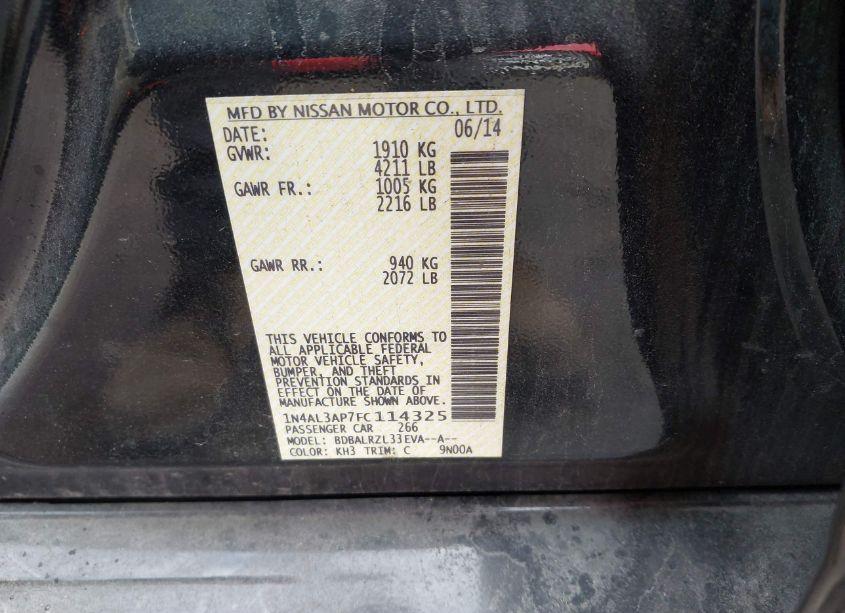 Photo 9 of 2015 Nissan Altima 2.5 SL (VIN 1N4AL3AP7FC114325)