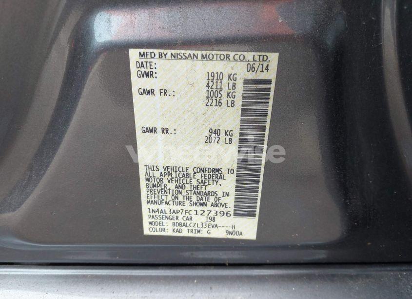 Photo 9 of 2015 Nissan Altima 2.5 S (VIN 1N4AL3AP7FC127396)