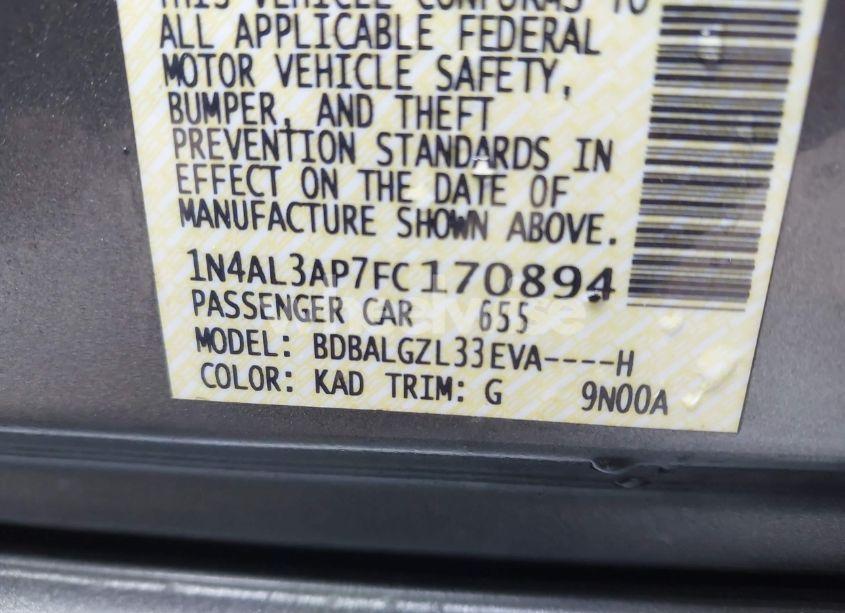 Photo 9 of 2015 Nissan Altima 2.5 S (VIN 1N4AL3AP7FC170894)