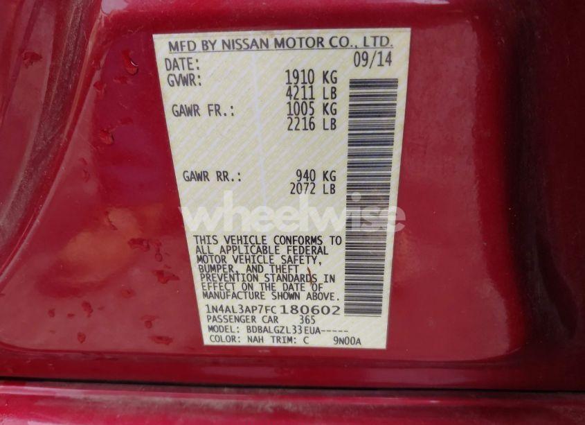 Photo 9 of 2015 Nissan Altima 2.5/2.5 S/2.5 SL/2.5 SV (VIN 1N4AL3AP7FC180602)