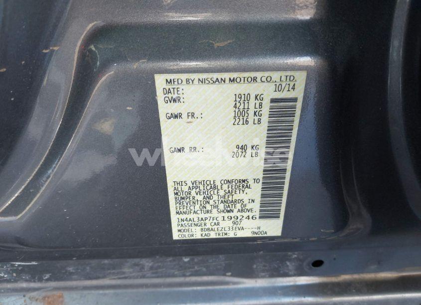 Photo 9 of 2015 Nissan Altima 2.5 S (VIN 1N4AL3AP7FC199246)