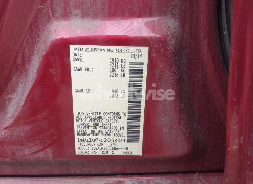 Photo 9 of 2015 Nissan Altima 2.5 SV (VIN 1N4AL3AP7FC205403)