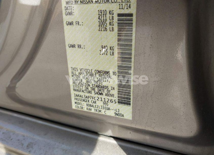 Photo 9 of 2015 Nissan Altima 2.5 S (VIN 1N4AL3AP7FC211265)