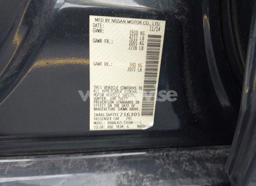 Photo 9 of 2015 Nissan Altima 2.5 SV (VIN 1N4AL3AP7FC216305)