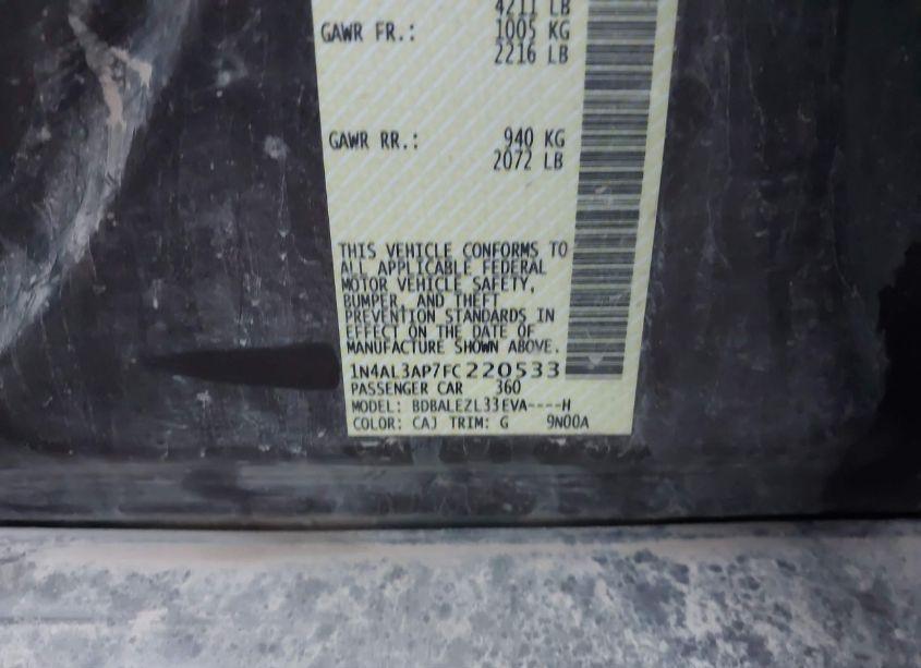 Photo 9 of 2015 Nissan Altima 2.5 S (VIN 1N4AL3AP7FC220533)