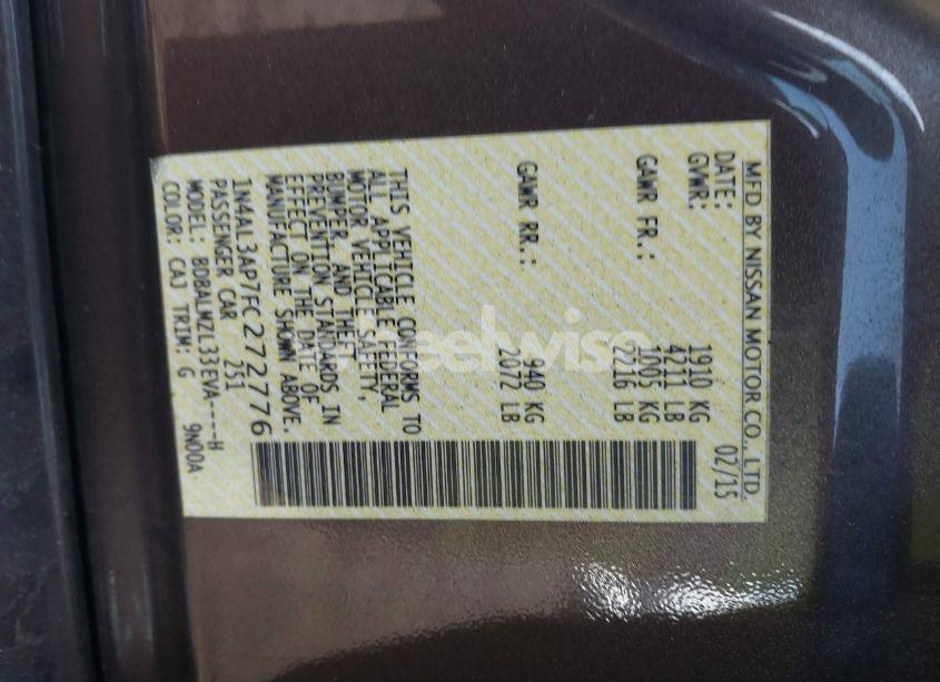 Photo 9 of 2015 Nissan Altima 2.5 SV (VIN 1N4AL3AP7FC272776)