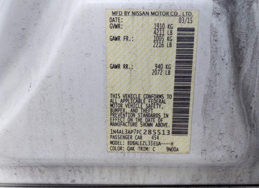 Photo 9 of 2015 Nissan Altima 2.5 S (VIN 1N4AL3AP7FC285513)