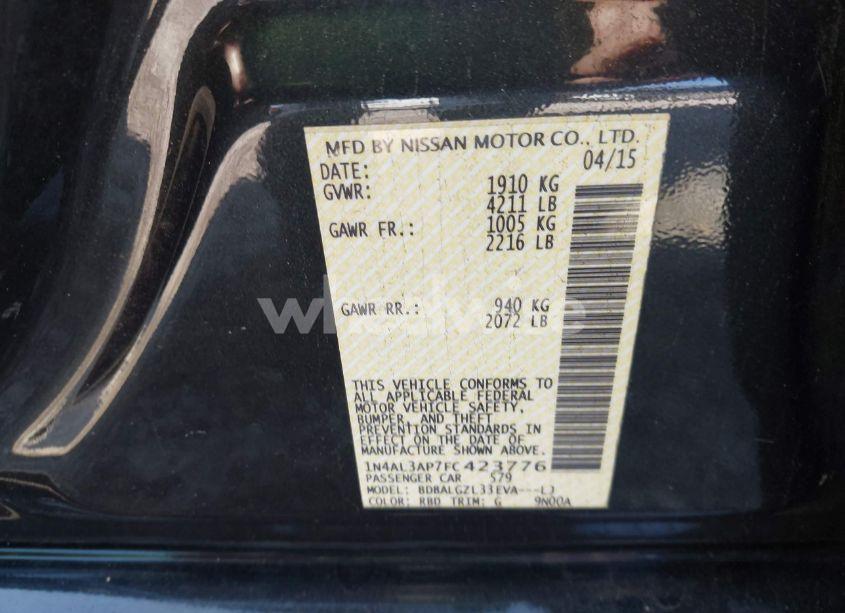 Photo 9 of 2015 Nissan Altima 2.5 S (VIN 1N4AL3AP7FC423776)