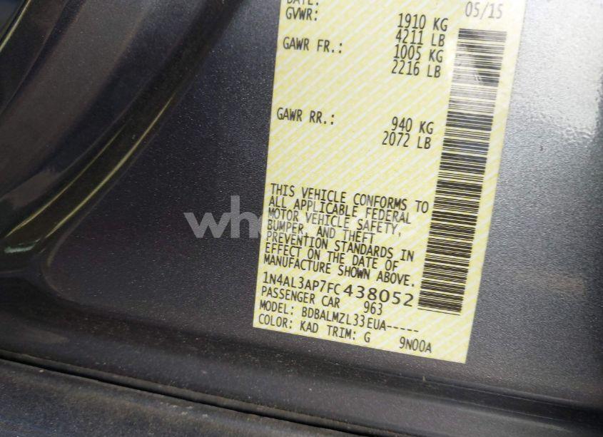 Photo 9 of 2015 Nissan Altima 2.5 SV (VIN 1N4AL3AP7FC438052)