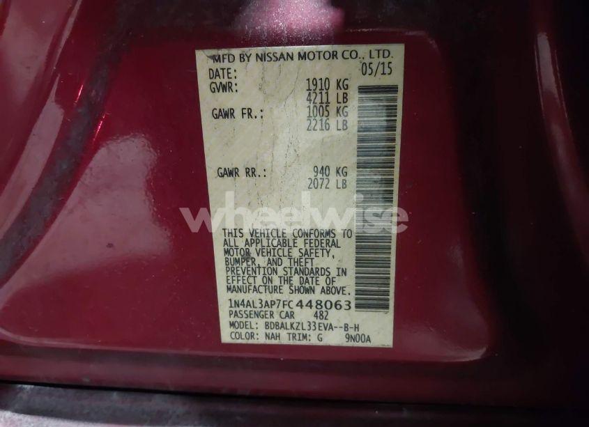 Photo 9 of 2015 Nissan Altima 2.5 SV (VIN 1N4AL3AP7FC448063)