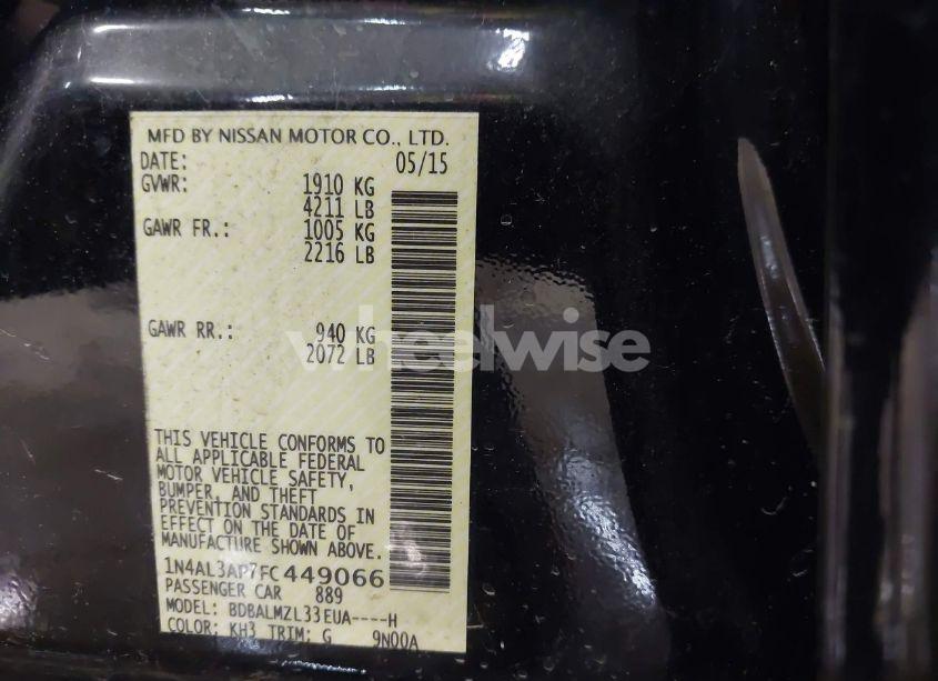 Photo 9 of 2015 Nissan Altima 2.5 SV (VIN 1N4AL3AP7FC449066)