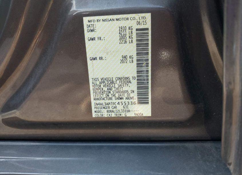 Photo 9 of 2015 Nissan Altima 2.5 SV (VIN 1N4AL3AP7FC455336)