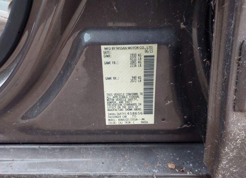 Photo 9 of 2015 Nissan Altima 2.5 S (VIN 1N4AL3AP7FC458656)