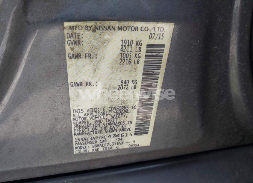 Photo 9 of 2015 Nissan Altima 2.5 S (VIN 1N4AL3AP7FC474615)