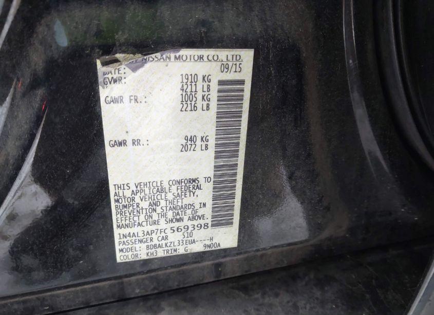 Photo 9 of 2015 Nissan Altima 2.5 SV (VIN 1N4AL3AP7FC569398)