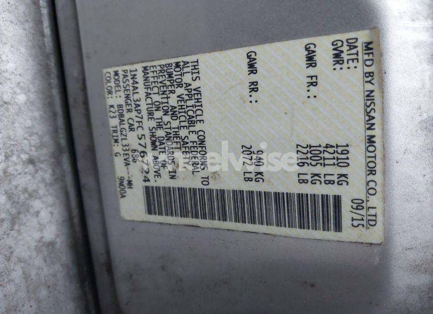 Photo 9 of 2015 Nissan Altima 2.5 S (VIN 1N4AL3AP7FC576724)