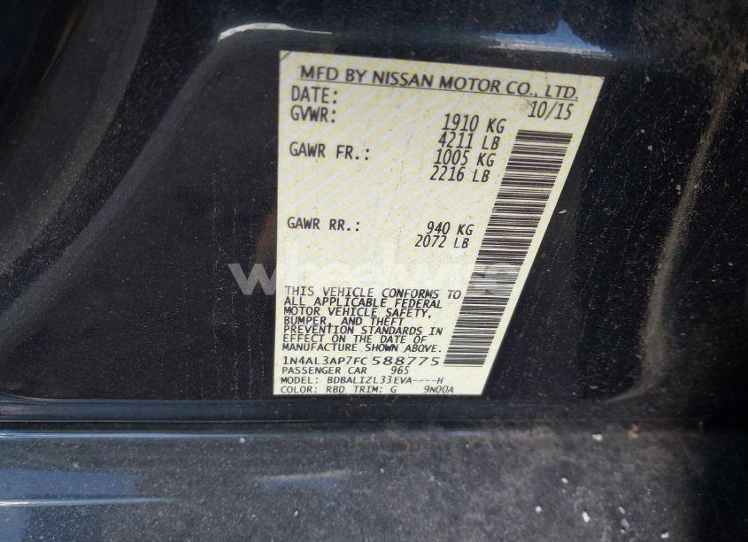 Photo 9 of 2015 Nissan Altima 2.5 SV (VIN 1N4AL3AP7FC588775)