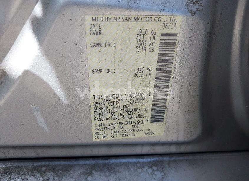 Photo 9 of 2015 Nissan Altima 2.5 S (VIN 1N4AL3AP7FN305912)