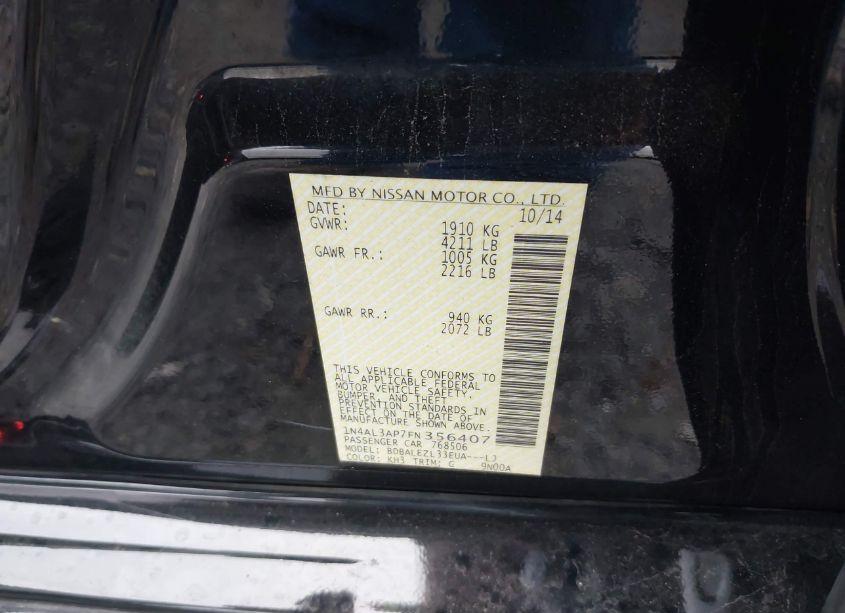 Photo 9 of 2015 Nissan Altima 2.5 S (VIN 1N4AL3AP7FN356407)