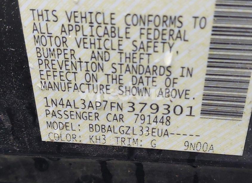 Photo 9 of 2015 Nissan Altima 2.5/2.5 S/2.5 SL/2.5 SV (VIN 1N4AL3AP7FN379301)