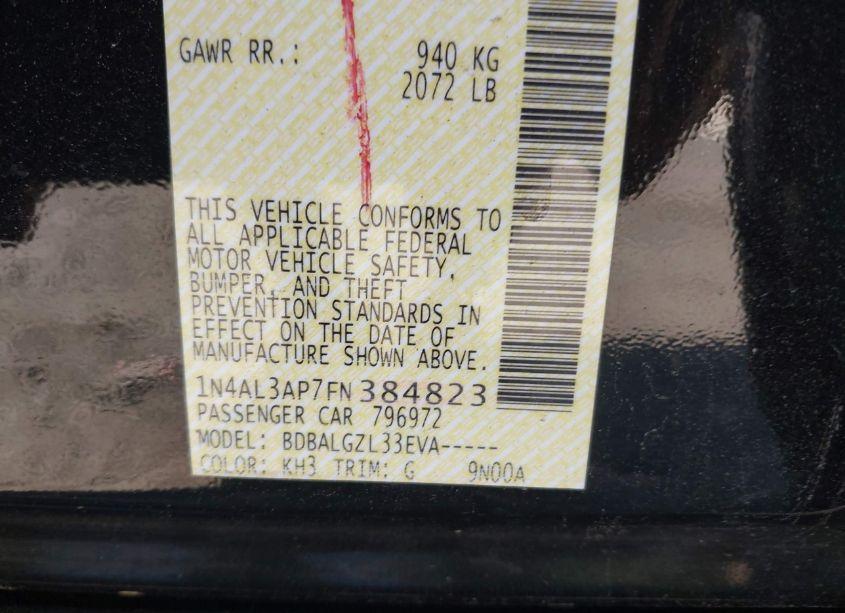 Photo 9 of 2015 Nissan Altima 2.5 S (VIN 1N4AL3AP7FN384823)