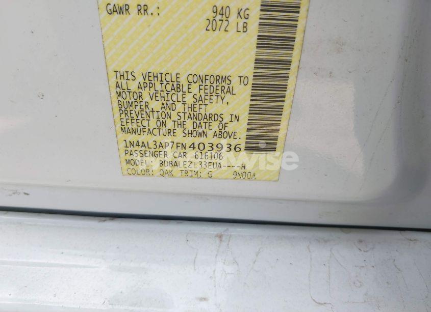 Photo 9 of 2015 Nissan Altima 2.5 S (VIN 1N4AL3AP7FN403936)